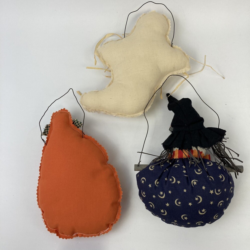 VTG Retro Primitive Farmhouse Plush Stuffed Halloween Ornaments Witch - Picture 4 of 6